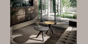 Couchtisch Trilope in Stein- und Aluminiumplatte von Draenert 