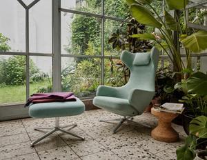 Lounge Chair: Dumet, pale blue/emerald, low height